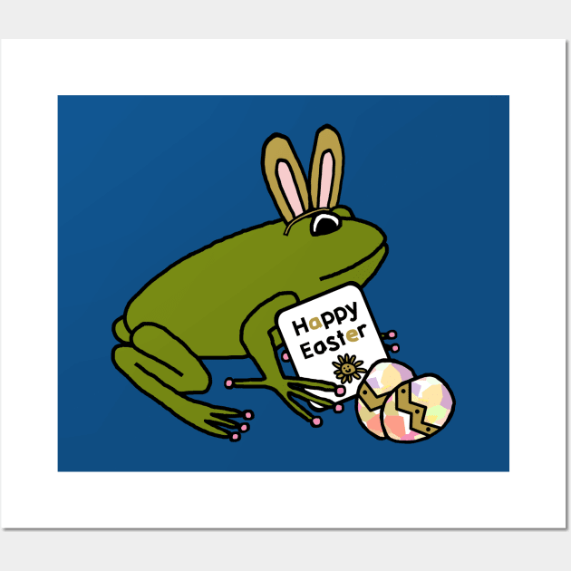 Happy Easter Bunny Ears Frog Wall Art by ellenhenryart